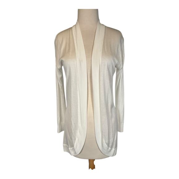 Joan Vass New York White Open Front Cardigan Sweater Size Small 100% Viscose - Picture 8 of 8
